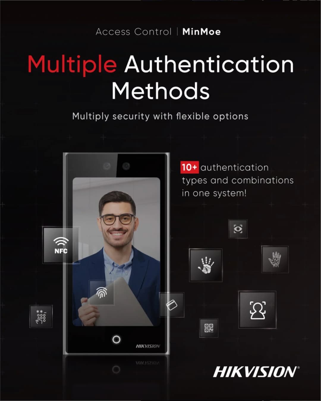 HIKVision U673 รองรับ Multiple Authentication Methods ใบหน้า ลายนิ้วมือ บัตร NFC QR Code